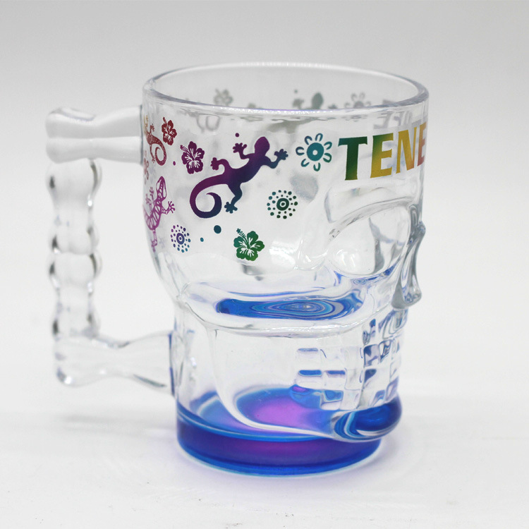 Custom Logo Tourist Souvenir Beer Mug Skull Glass Cup