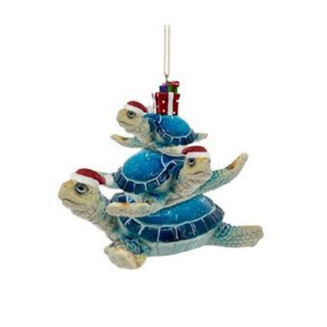 Custom Tropical Island Beach Christmas Souvenir Resin Sea Turtle Christmas Ornaments