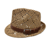 Custom Logo Summer Beach Men Jazz Hat Paper Straw Fedora Hat