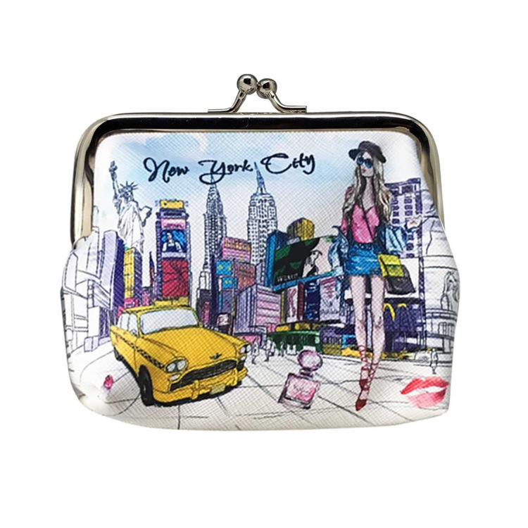 Women Fashion Cute Classic Elegant New York Souvenir Lock Change Pouch Coin Purse