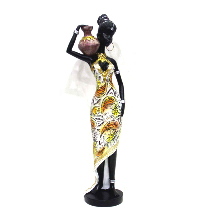 Wholesale Resin Lady Figurine Polyresin African Woman Statue for Home Decor