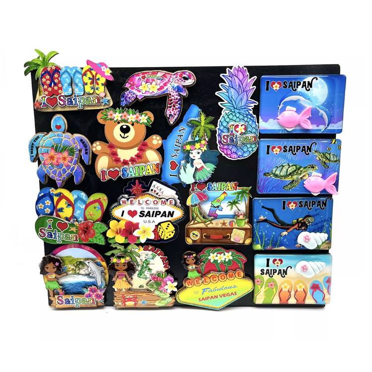 Factory Custom Tropical Island Beach Souvenir 2 Layers MDF Fridge Magnet with Epoxy