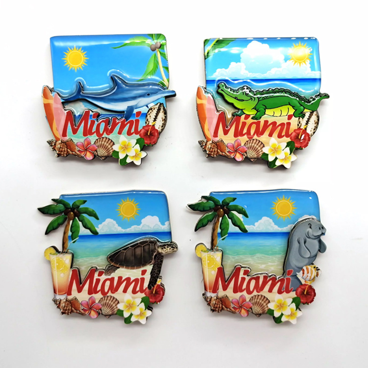 Factory Custom Tropical Island Beach Souvenir 2 Layers MDF Fridge Magnet with Epoxy