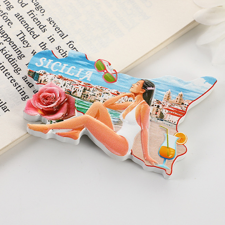 Custom 3D Resin Printing Beach Bikini Souvenirs Sicilia Fridge Magnet