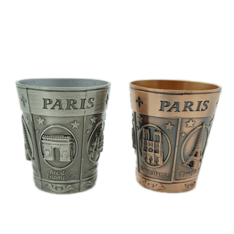 Custom Logo 3D Engraving Tourist Souvenir Metal Shot Glass