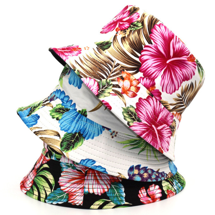 Tropical Hawaii Bucket Hat Summer Sunset Beach Palm Tree Fishman Hat for Outdoor Travel