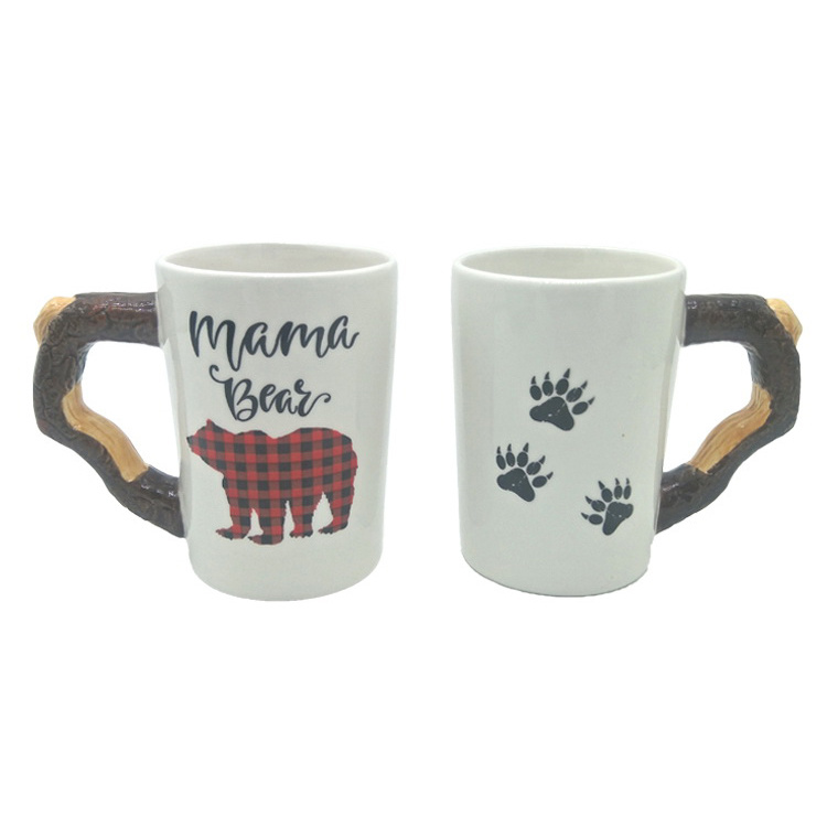 Wholesale Custom Tourist Souvenir Bear Cup Ceramic Drinking Coffee Black Bear Mug