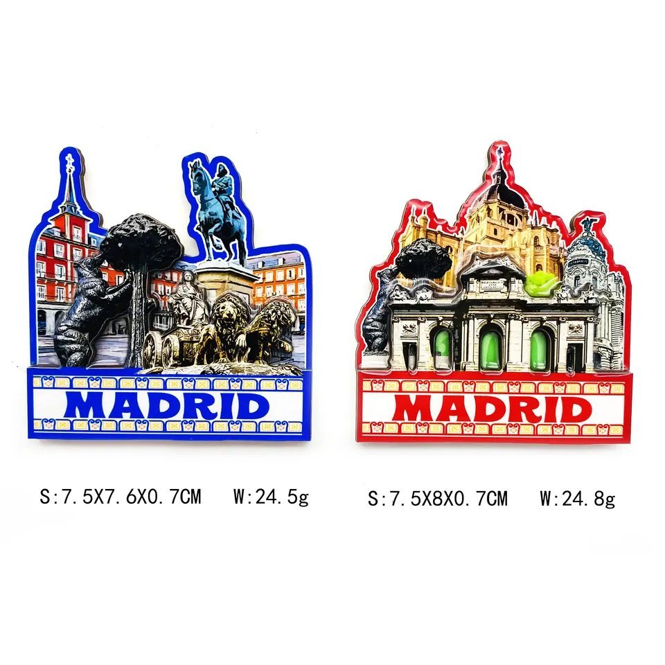 Wholesale Custom Country City Wood Spain Tourist Souvenir Madrid Fridge Magnet