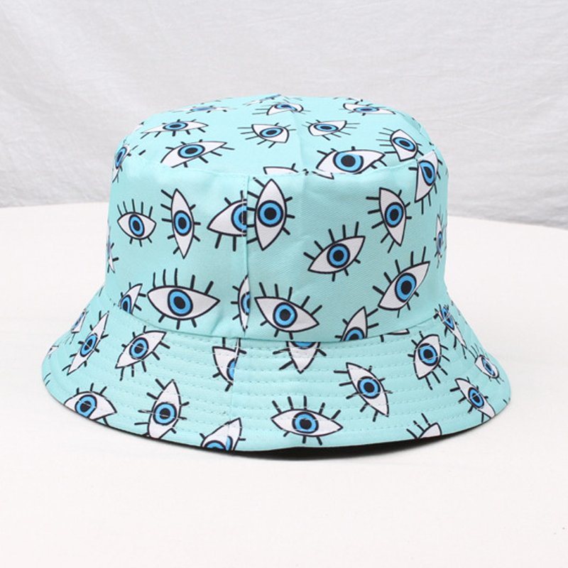 Custom Outdoor Sunshade Fashion Eyes Printing Cap Bucket Hat Evil Eye Hat