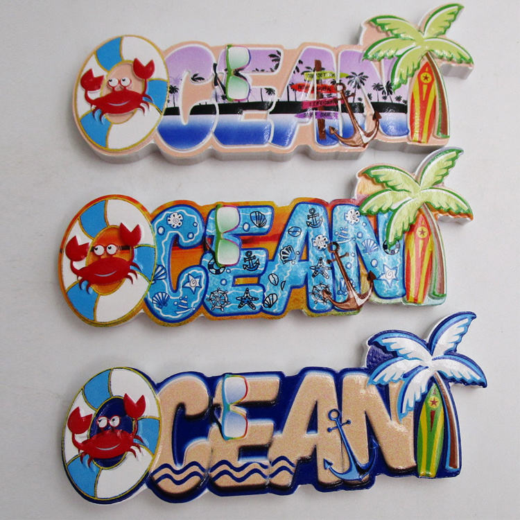 Custom Logo Resin Printing Beach Turtle Shape Reunion Island Souvenir Fridge Magnet