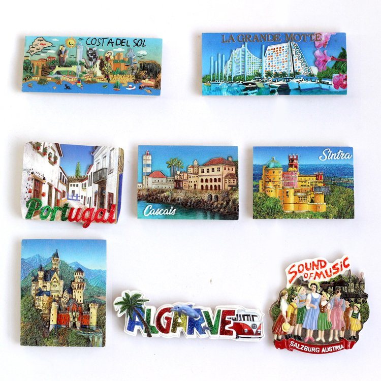 Customized Polyresin Printing Tourist Souvenir 3D Embossed Fridge Magnet