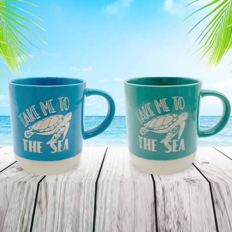 Wholesale Vintage Ocean Beach Souvenir Sea Turtle Custom Ceramic Pottery Mug