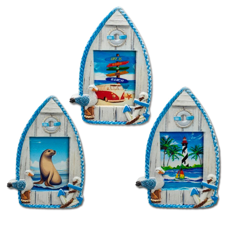 Customized UV Printing Nautical Souvenir Polyresin Lighthouse Fridge Magnets