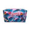 Custom Logo Printed PU Leather Zipper Flower Floral Cosmetic Bag