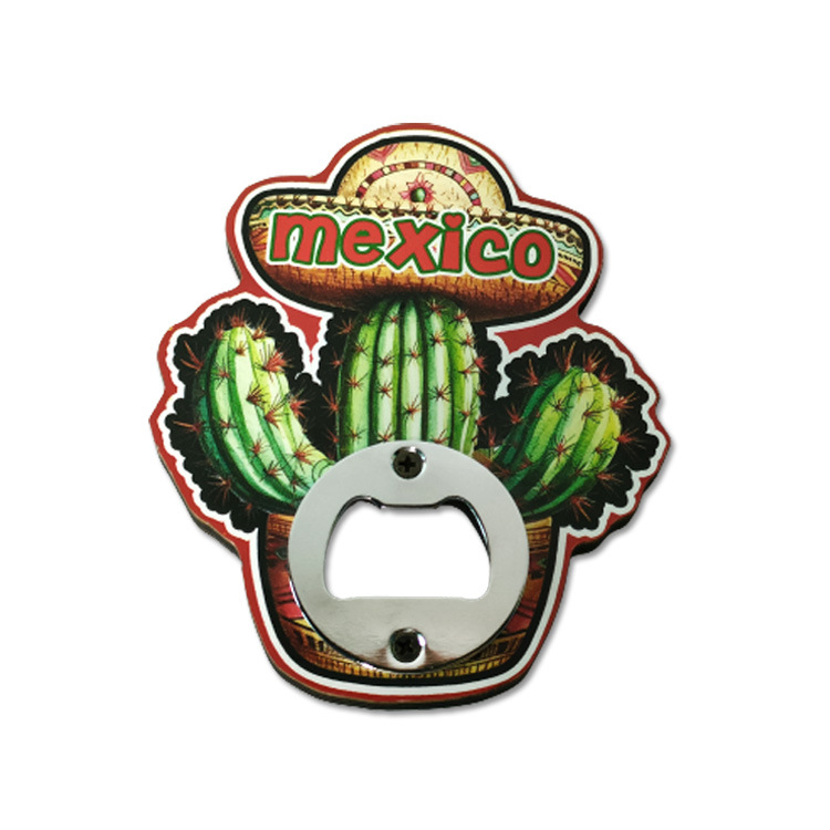 Custom Printing MDF Wood Mexico Souvenir Cactus Bottle Opener