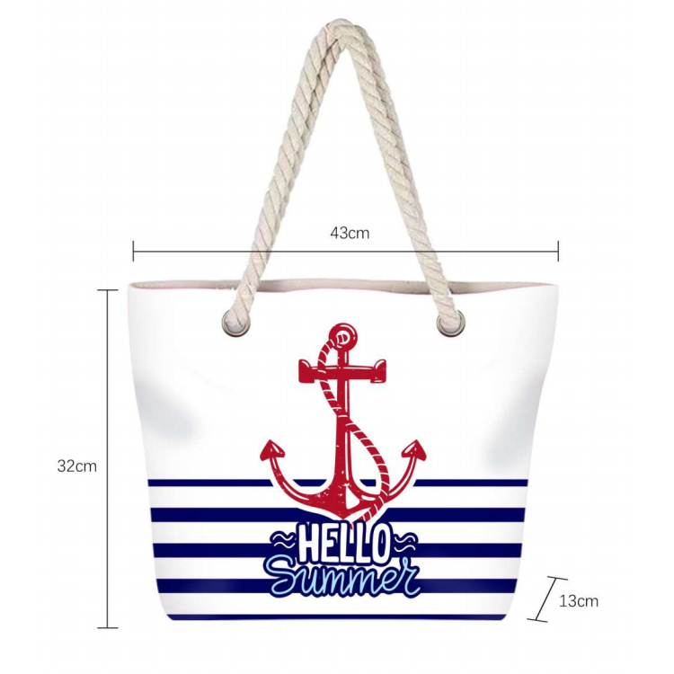 Custom Logo Digital Printing Canvas Beach Bag Tourist Souvenir Rudder Nautical Anchor Bag