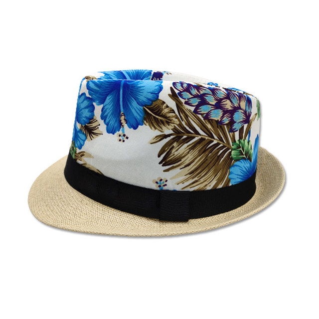 Wholesale Custom Summer Beach Souvenir Paper Straw Hat with Tropical Print