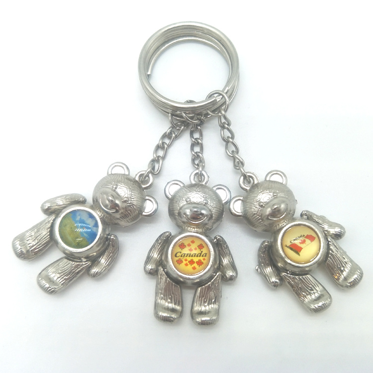 Custom Logo Zinc Alloy Metal Cute Movable Bear Germany Souvenir Keychain