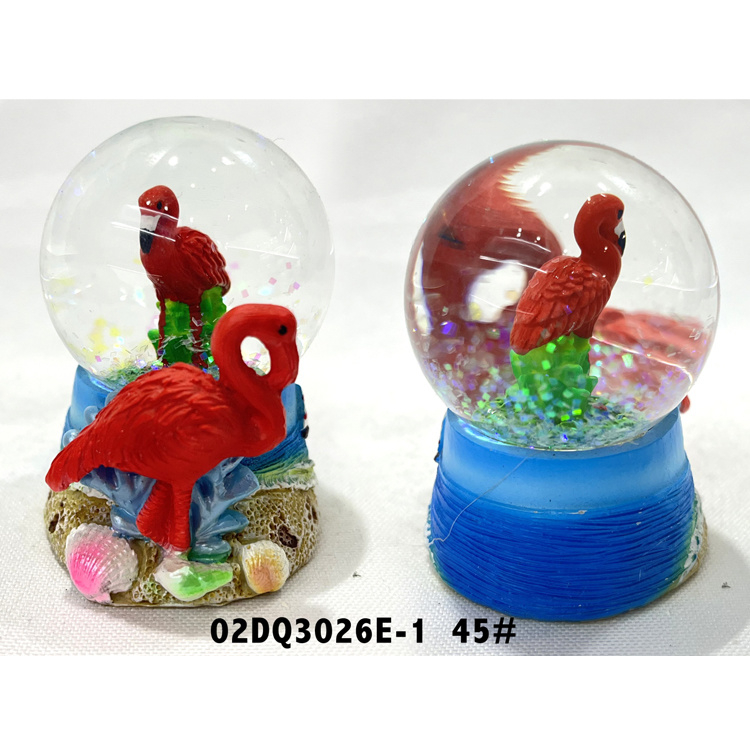 Custom Logo Resin Aruba Bahamas Caribbean Beach Souvenir Flamingo Snow Globe