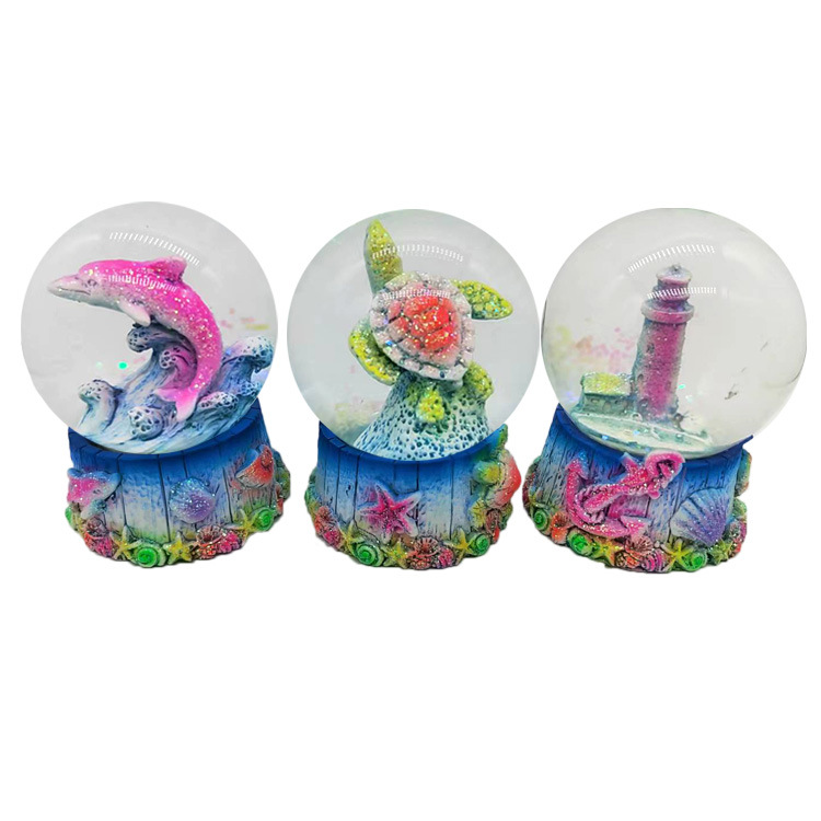 Custom Logo Resin Turtle Water Globe Beach Souvenir Snow Globe with Turtle