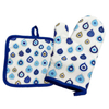 Custom Logo Oven Gloves Set Evil Eye Design Cotton Microwave Oven Gloves and Mat