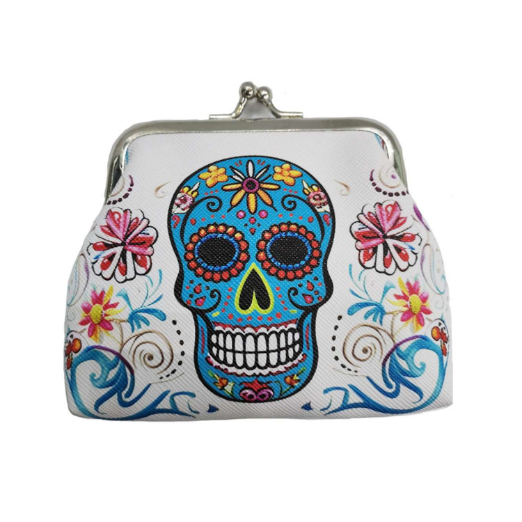 Custom Print PU Leather Skeleton Skull Wallet Souvenir Mexico Skull Purse