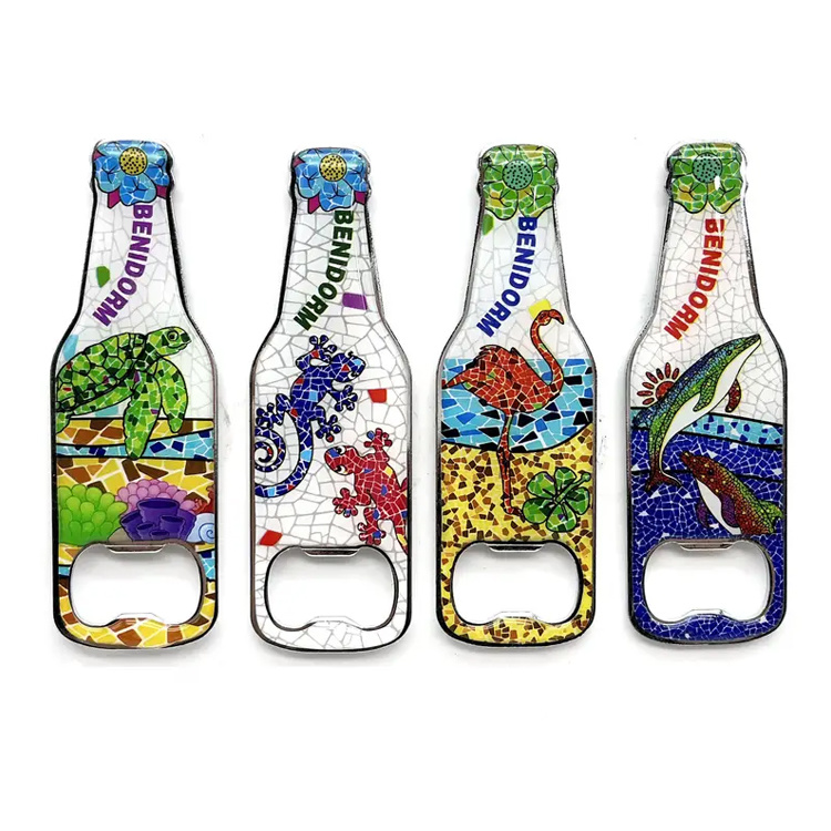 Custom Printing Beach Tourist Souvenir Epoxy Zinc Alloy Sea Shell Bottle Opener