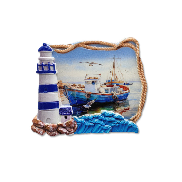 Factory Customized Printing Resin Nautical Tourist Souvenir Boat Shaped Fridge Magnets