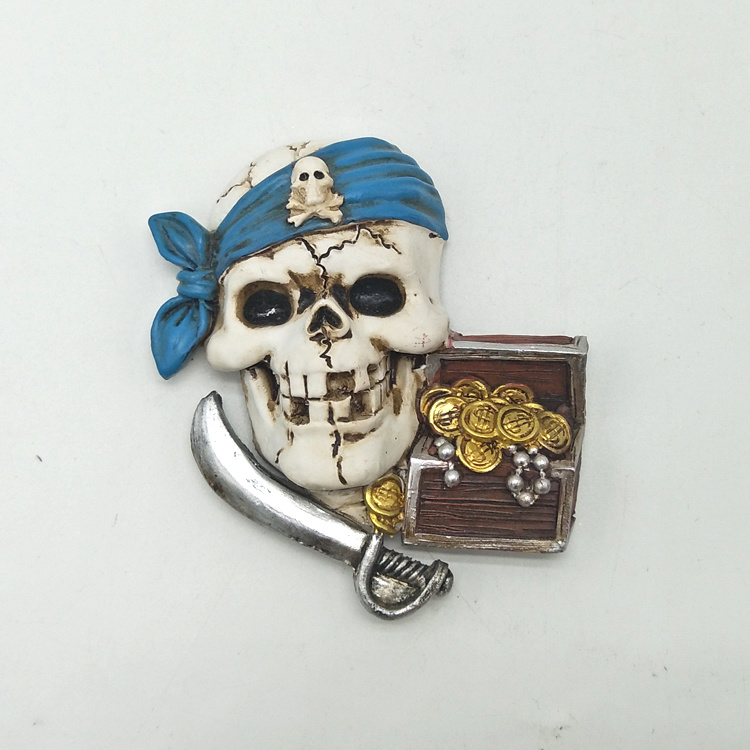 Custom Handmade Resin Skull Fridge Magnet Pirate Souvenirs Magnet