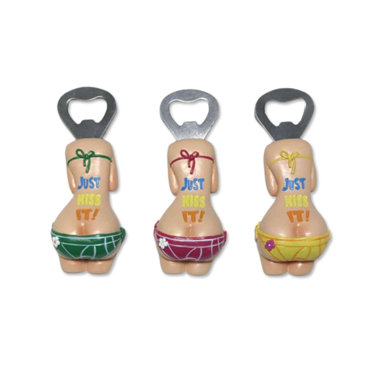 Wholesale Custom Creative Souvenir Gift Resin Lady Sexy Body Beer Opener with Magnet