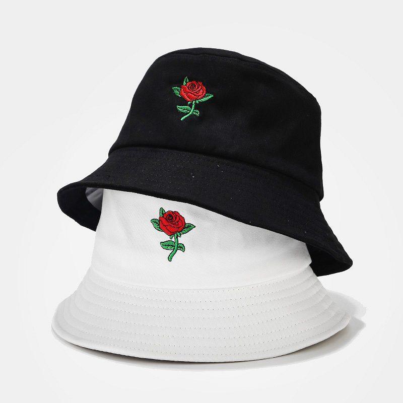 Promotional Custom Logo Bucket Hat Embroidered Flower Rose Hat