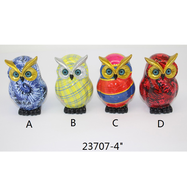 Wholesale Custom Animal Figurine Home Decor Colorful Resin Owl Statue