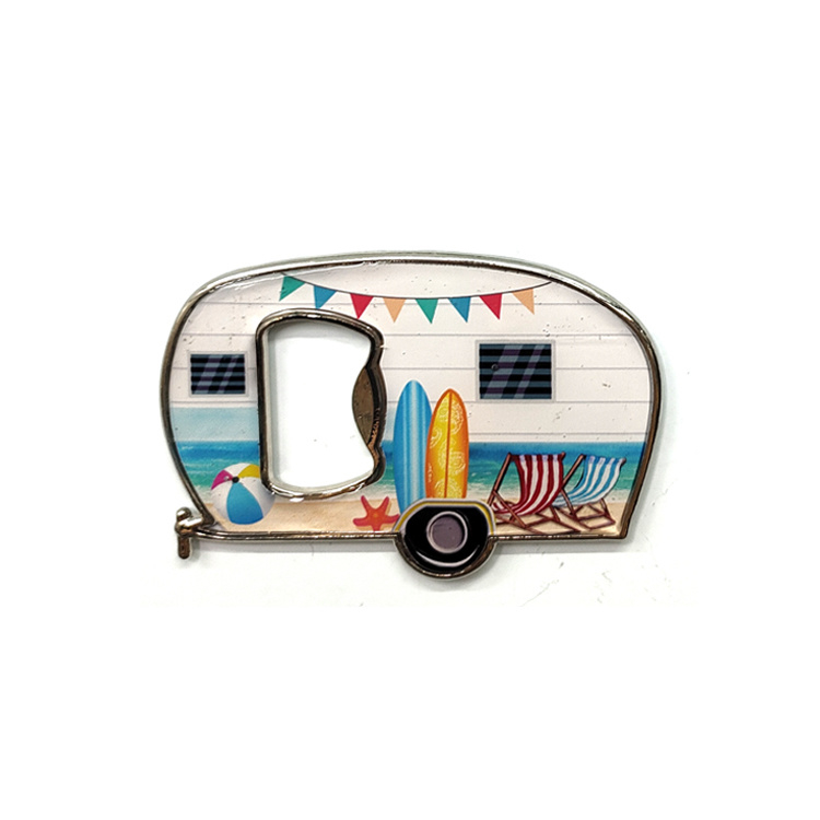 Wholesale Custom Metal Epoxy Camper Van Bus Car Shape Bottle Opener