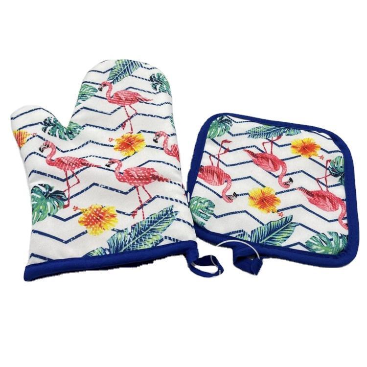 Wholesale Kitchen Oven Mitts Set Turtle Beach Scenery Cotton Custom Oven Gloves