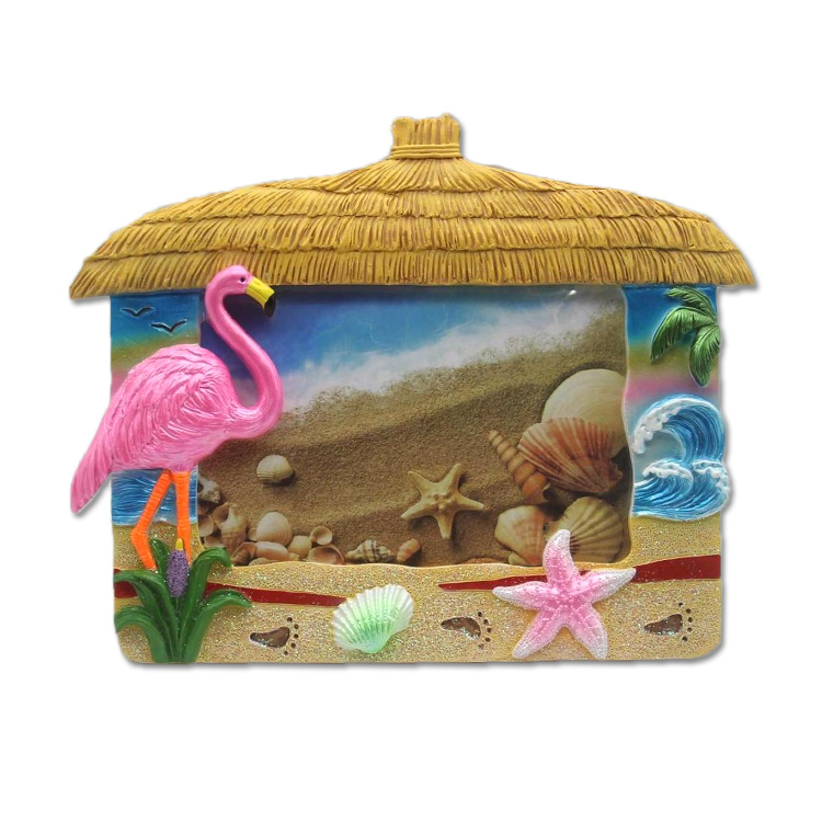 Custom Logo Beach Tourist Souvenir Resin Photo Frame Flamingo Picture Frame