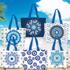 Custom Logo Printing Women Evil Eye Hand Bag Canvas Tote Bag Souvenir Santorini Greece Beach Bags