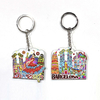 Wholesale Custom Spain Fridge Magnet Mosaic Design Wood Tourist Souvenirs Barcelona Keychain