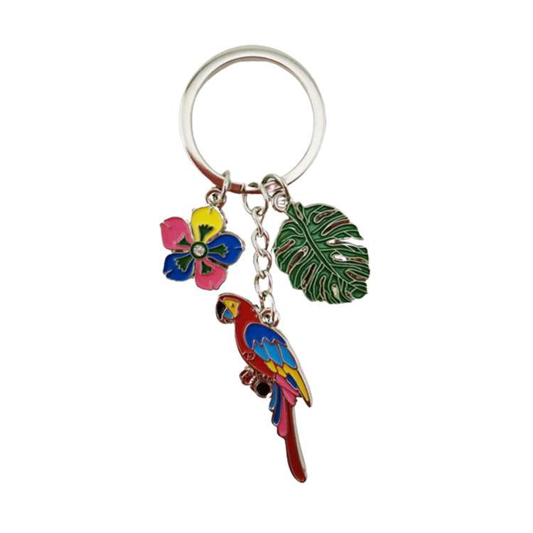 Customized Metal Souvenir Gift Enamel Tropical Flower Cactus Plant Keychains