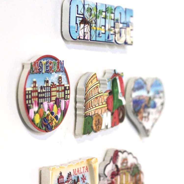 Machine Printing Refrigerator Magnet Customized 3D Country City Souvenir Resin Fridge Magnet