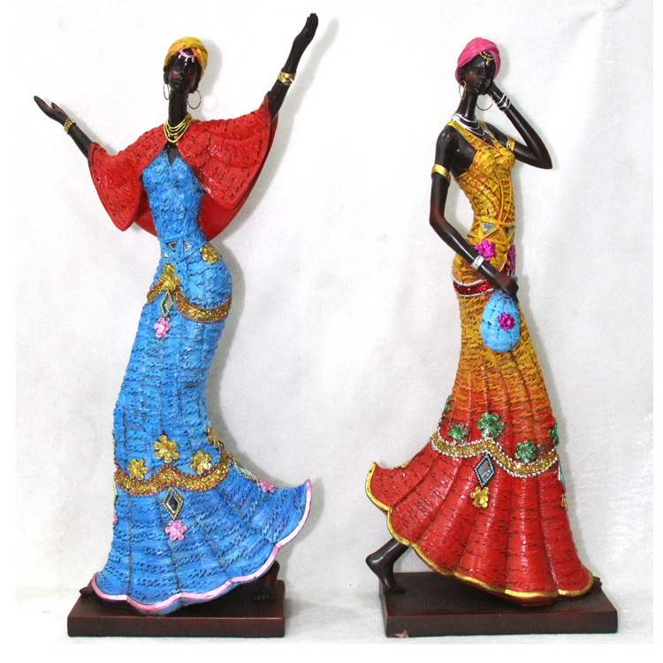 Special OEM Resub Colorful African Black Woman Figurine / Statue