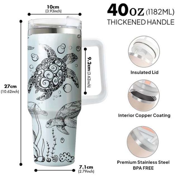 Custom Logo Sublimation Souvenir Travel Mug Flask Reusable 40oz Tumbler Stainless Steel 40 Oz Water Bottle with Handle