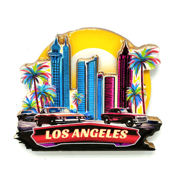 Custom Epoxy Wood Tourist Gift Us Cities Fridge Magnet New York Los Angeles Souvenir Magnet