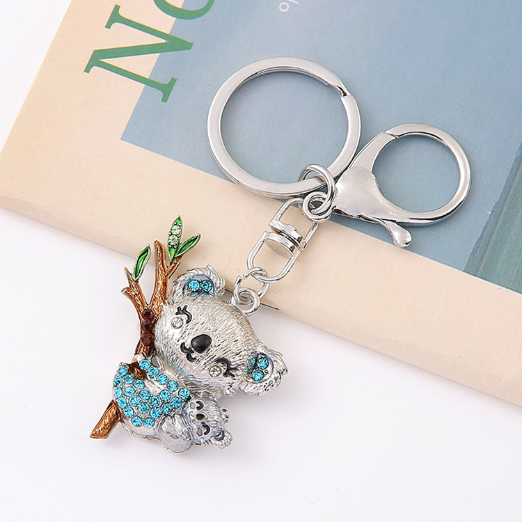 Wholesale Metal Women Handbag Pendant Cute Animal Rhinestone Australia Souvenir Koala Keyring Koala Keychain