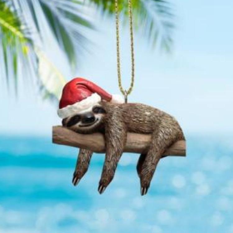 Factory Customized Costa Rica Souvenirs Cute Animal Resin Sloth Christmas Tree Ornament