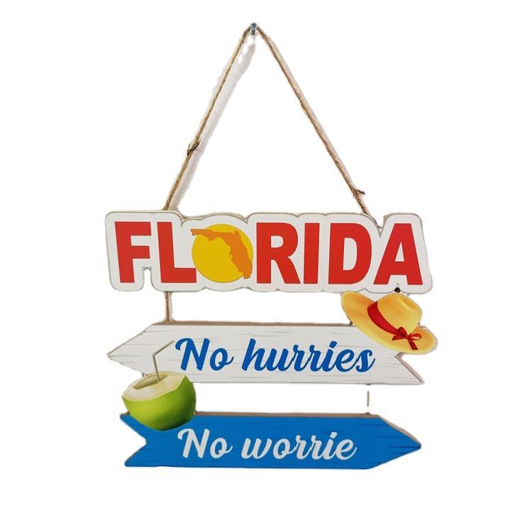 Customized Logo UV Printed MDF Wall Sign Decor Florida Beach Wooden Welcome Sign