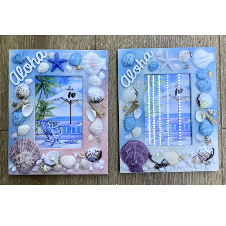 Custom Logo Tourist Souvenir Ocean Beach Design Shell Wood Photo Frame