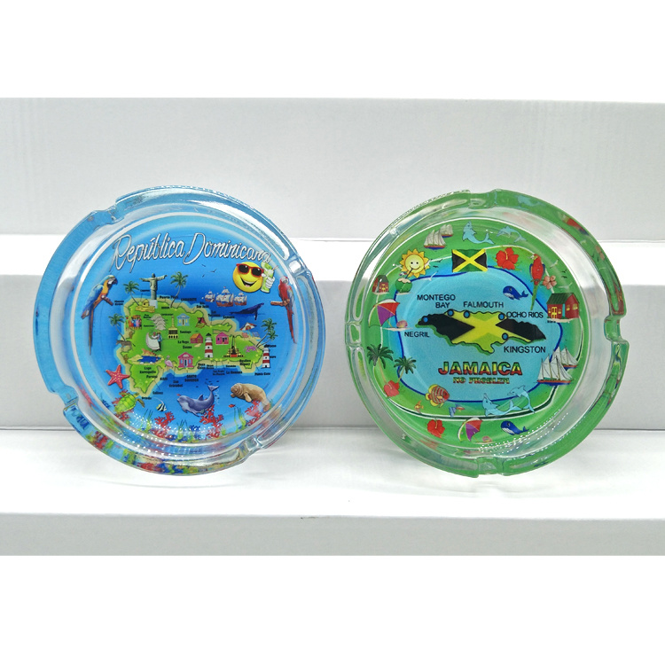 Custom Round Shape Beach Clear Glass Ashtray for Souvenir Gift