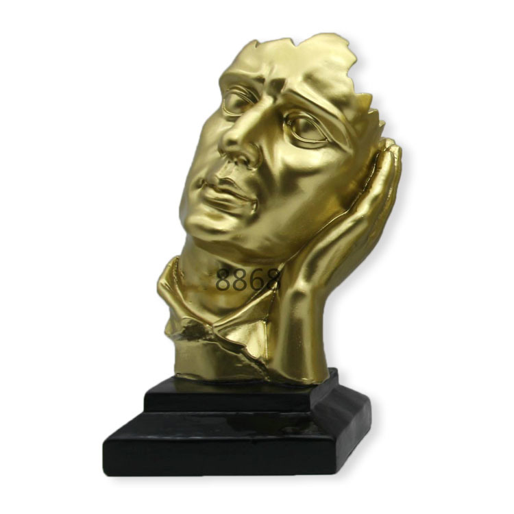 Thinker Statue, Silence Is Gold Abstract Art Figurine, Modern Home Resin Sculptures Decorative Desktop Decor