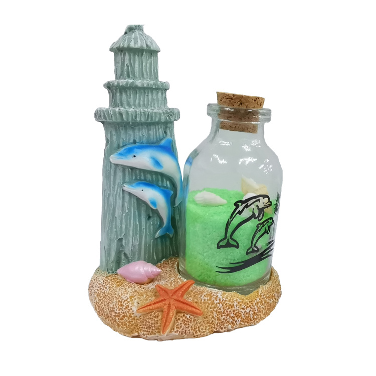 Beach Home Decor Resin Craft Statue Sand Art Bottles for Souvenir