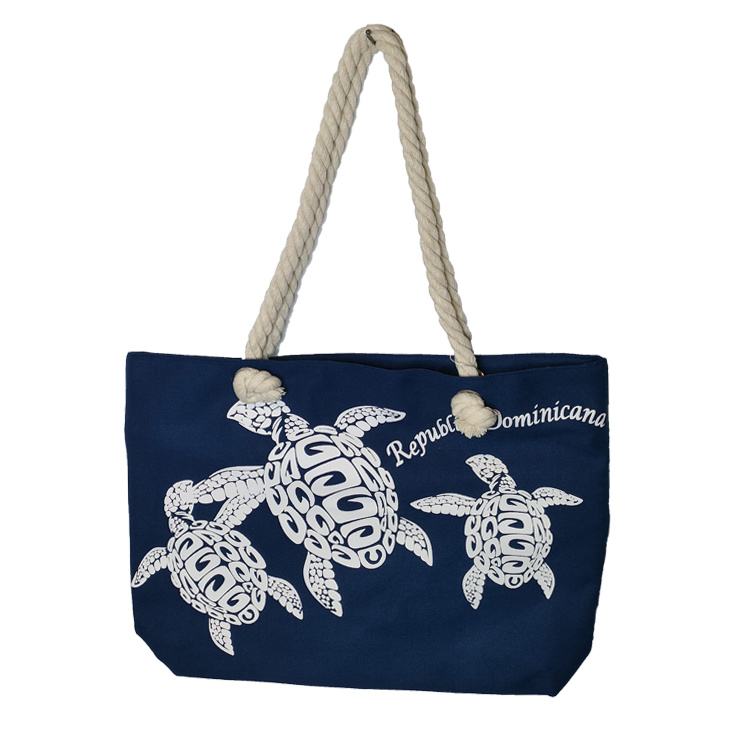 Custom Logo Print Women Summer Beach Tote Bag Canvas Beach Bag